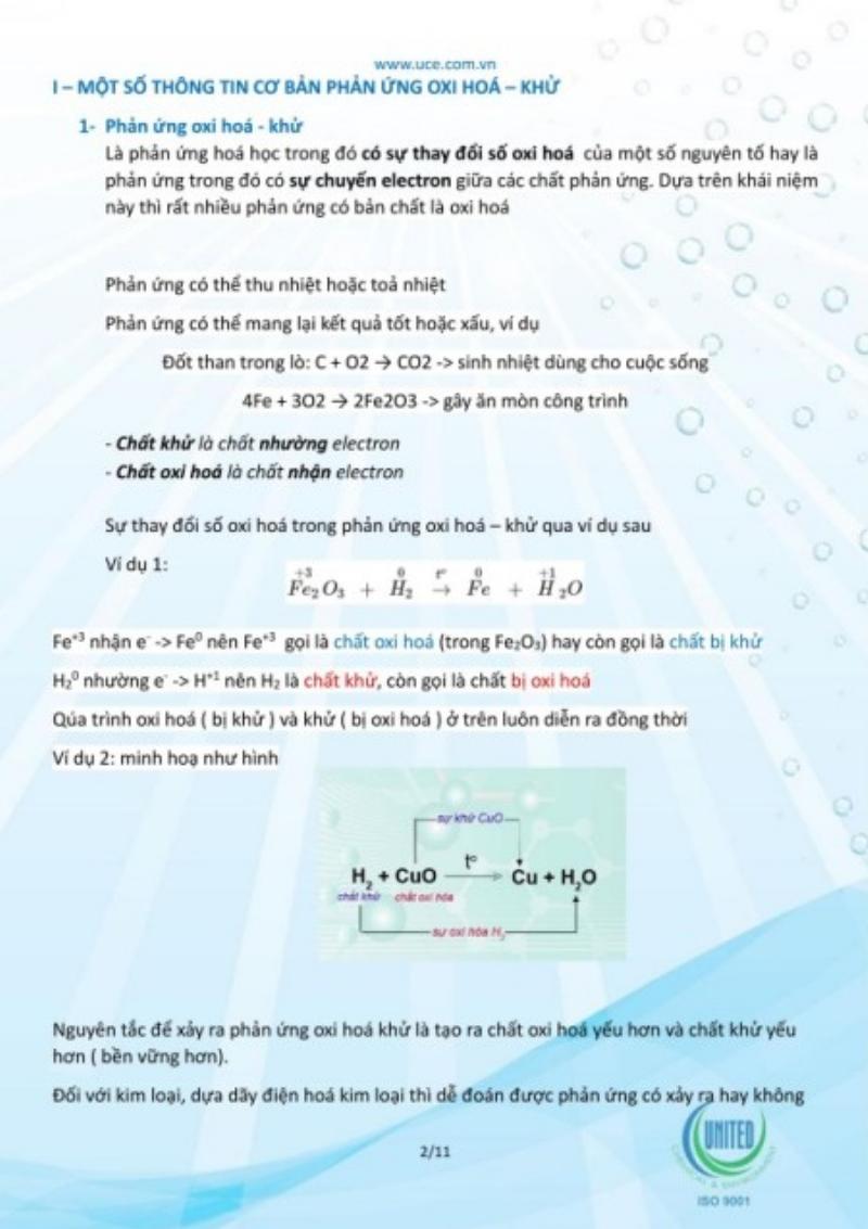 Minh hoa qua trinh chuyen electron trong phan ung oxi hoa khu
